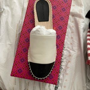 Tory Burch Nappa leather mule slide espadrilles